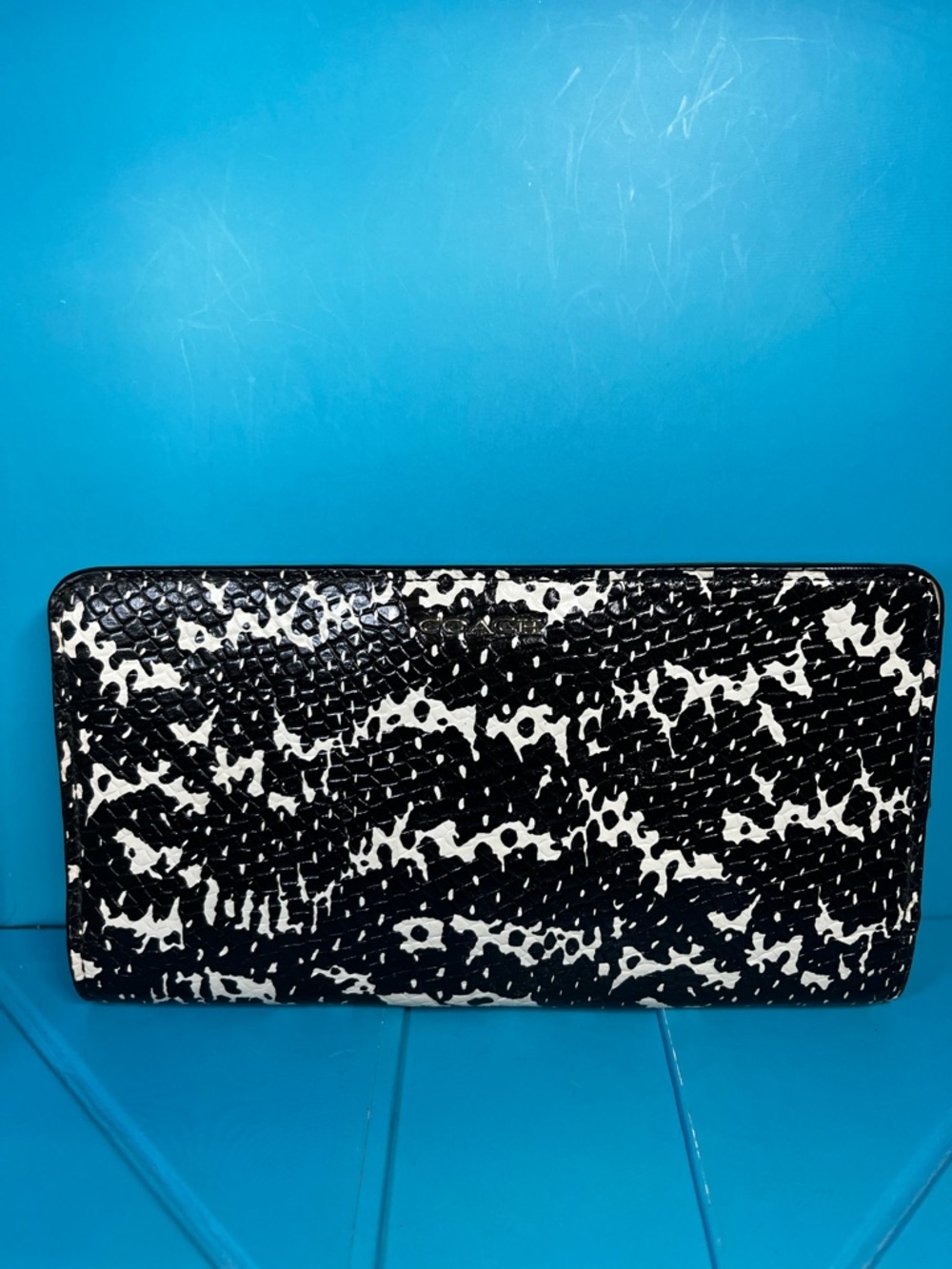 Coach Madison Two Tone Python Leather Skinny Bifold Wallet
